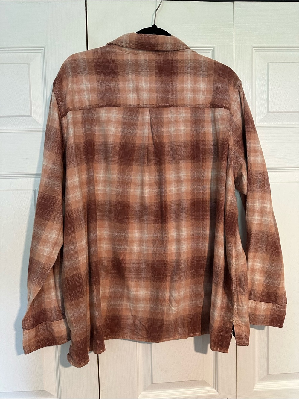 Carhartt Rugged Flex Brown & Peach Plaid Button-Up Shirt - Picture 6 of 7
